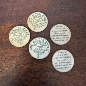5 Pc. - Wooden Nickels - Golden Jubilee Token - Gary, Indiana 1906-1956